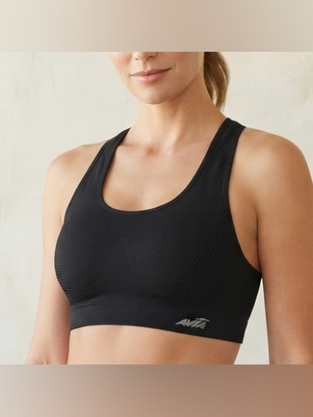 Avia Black Seamless Sports Bra Racerback Athletic Top Size S